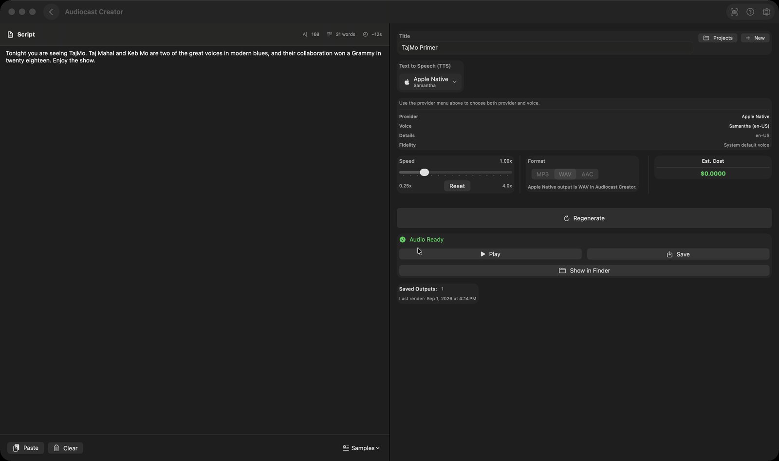 Audiocast Creator in mChatAI+