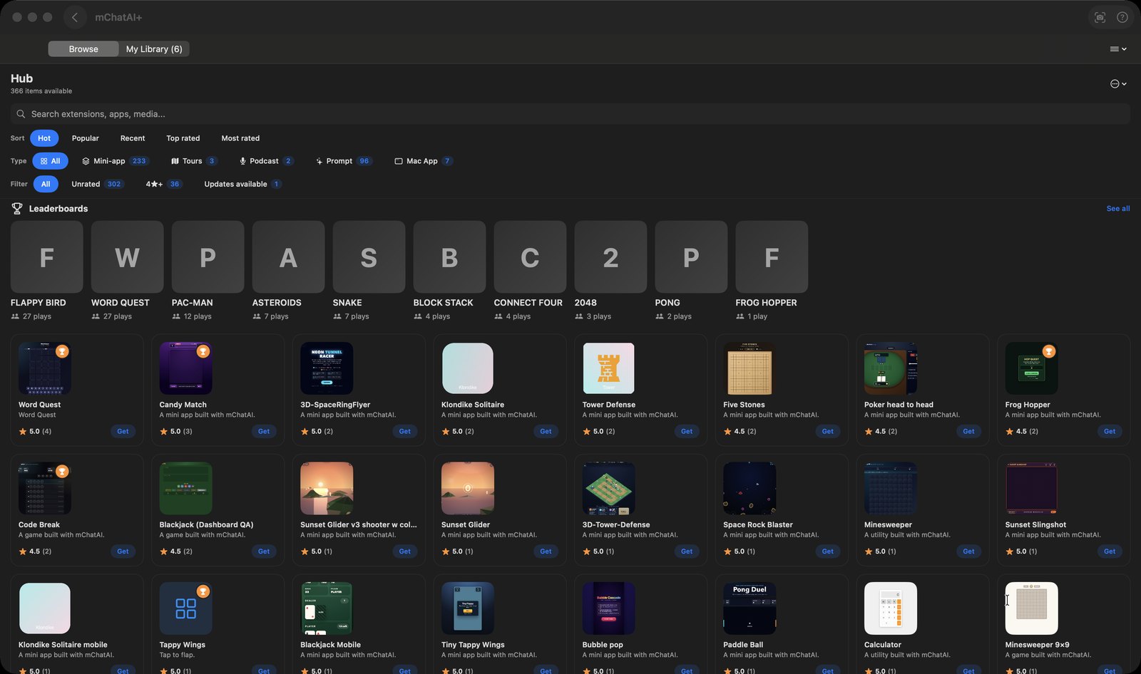 Hub running in mChatAI+ for macOS